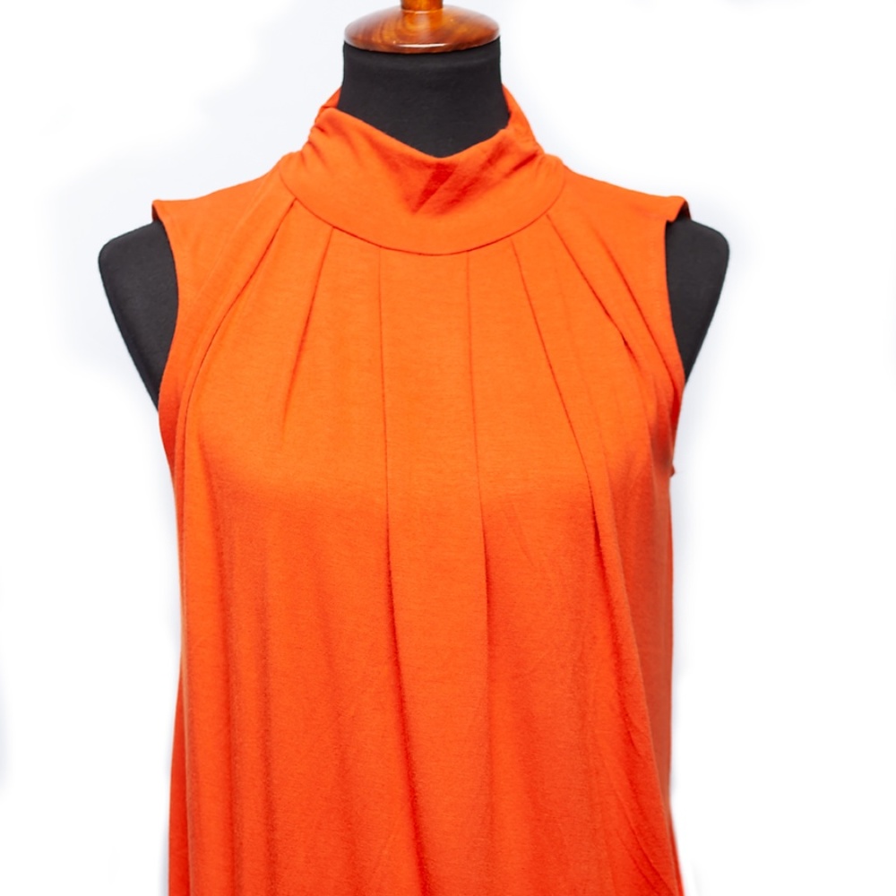 High Neck Pleaded Top